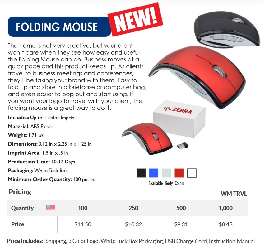 Folding Mouse With Logo