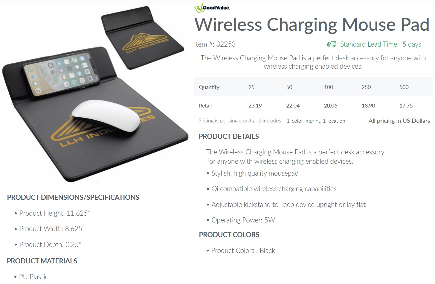 Promotional Wireless Charging Mouse Pad