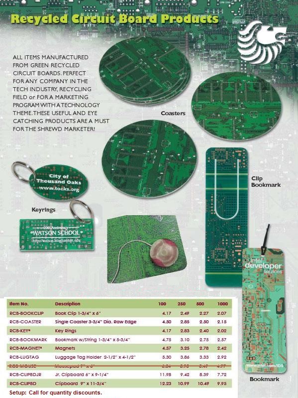 Re-Purposed Circuit Boards - Recycled Circuit Board Clipboards,Coasters, Bookmarks, Keychains