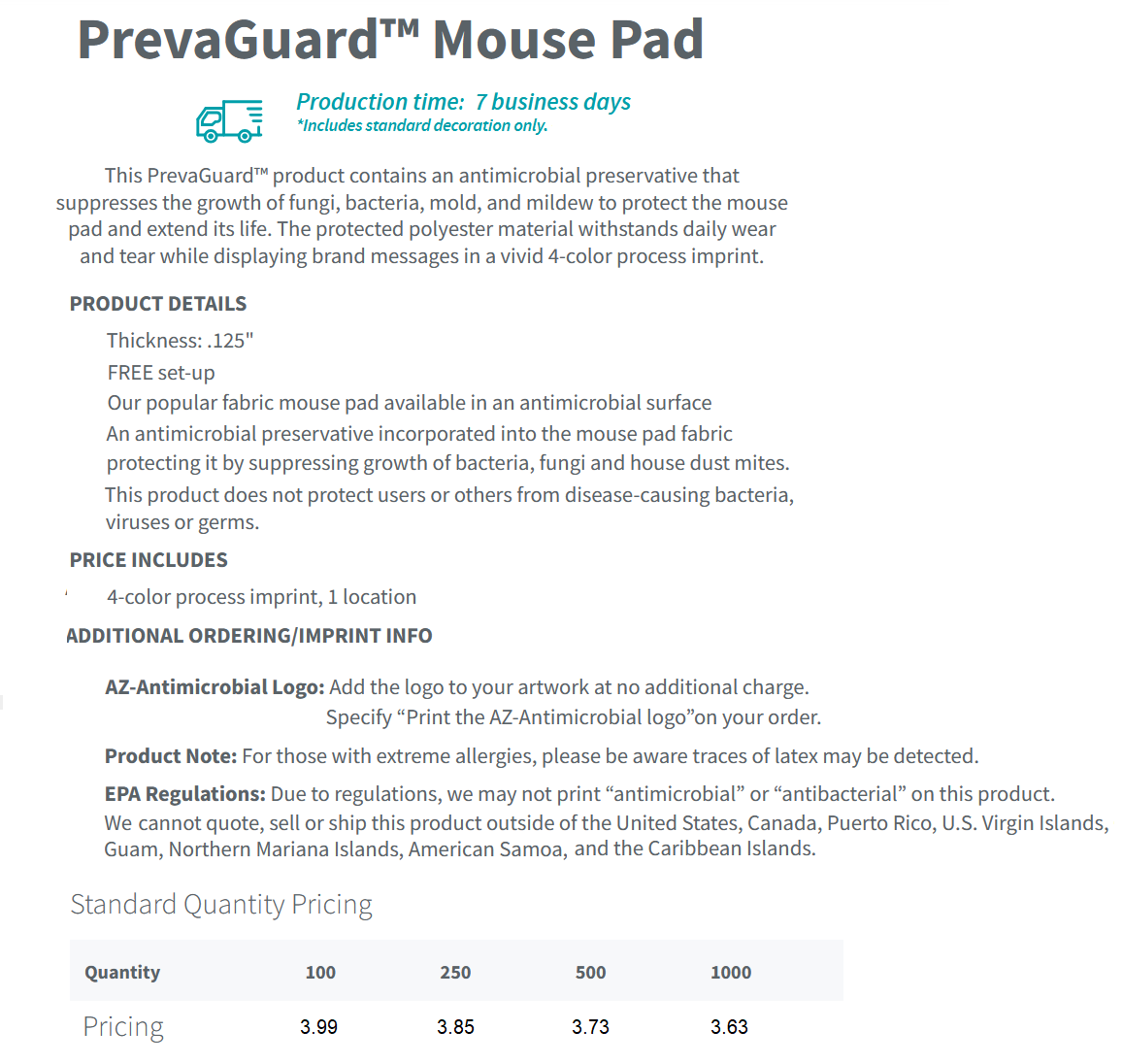 Prevaguard Antimicrobial Mousepad