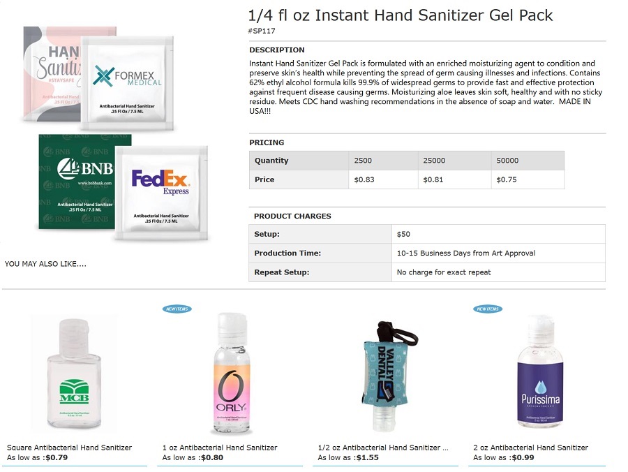 Hand Sanitizer Gel Packs