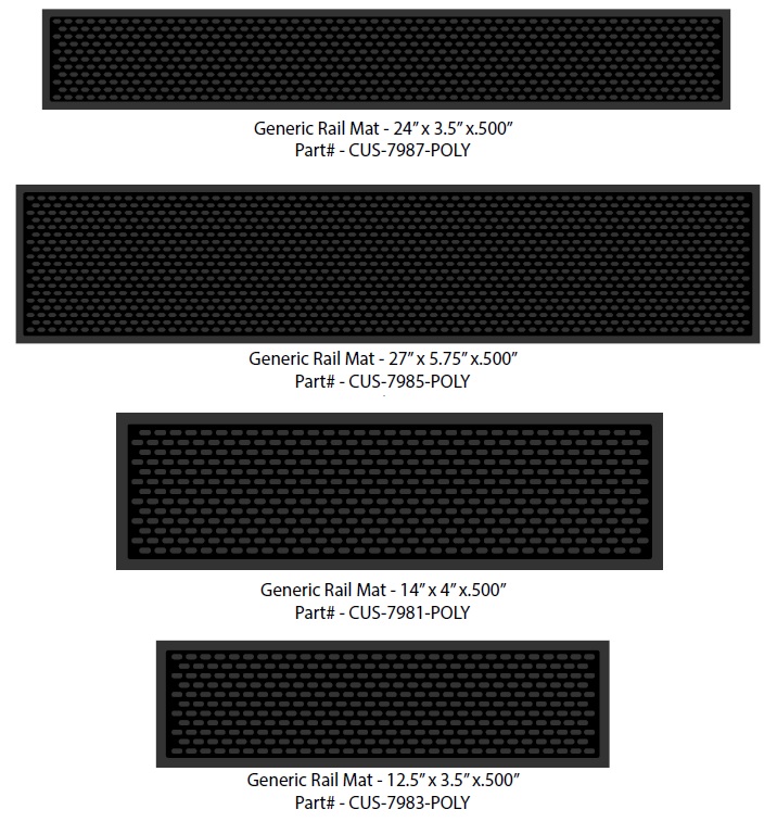 Bar Rail Mat Sizes