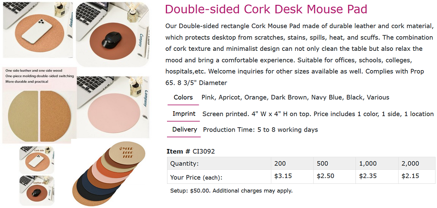 Cork Mousepad Round