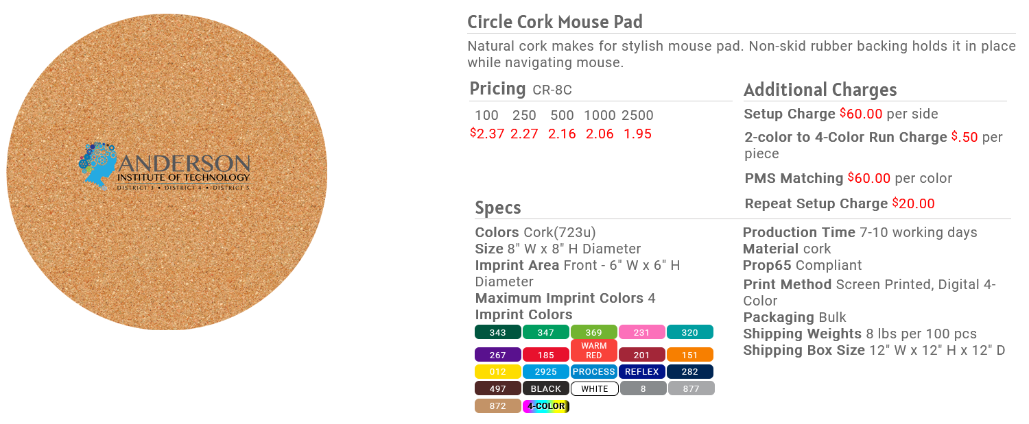 Cork Mousepad Round