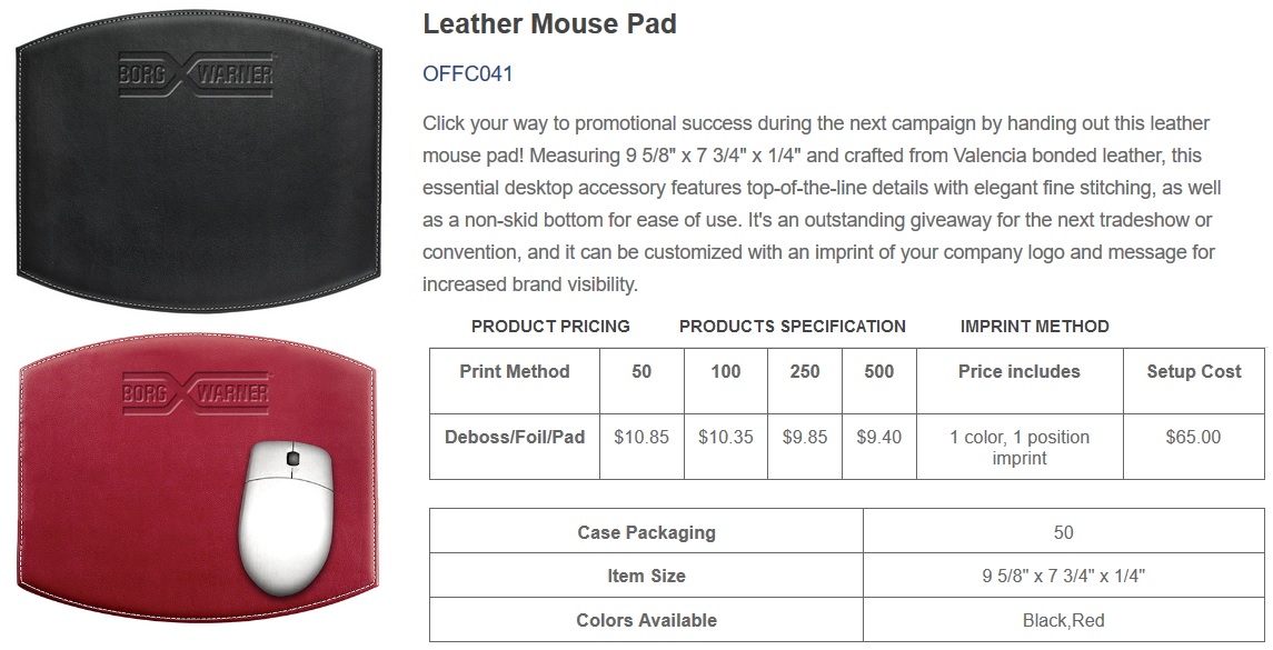 Red Leather Mouse Pad