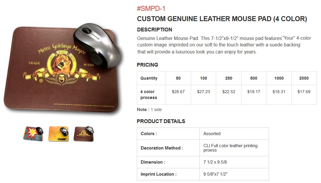 Full Color Leather Mouse Pad