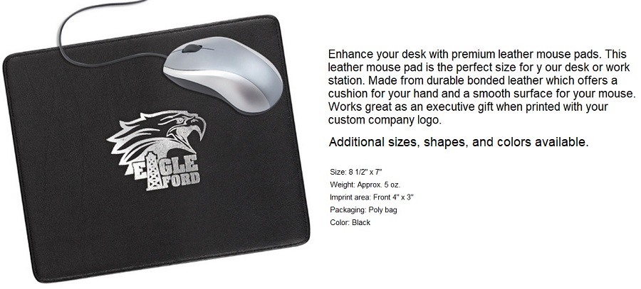 Black Leather Mouse Pads - Debossed